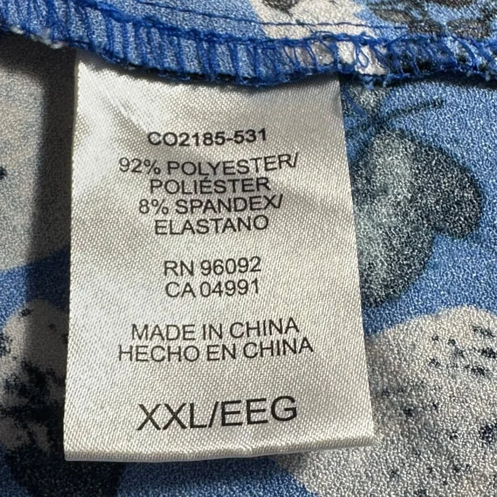 Hilary Radley Womens Blue Dark Floral Sleeveless Blouse XXL Beachy Tropical - Picture 4 of 9